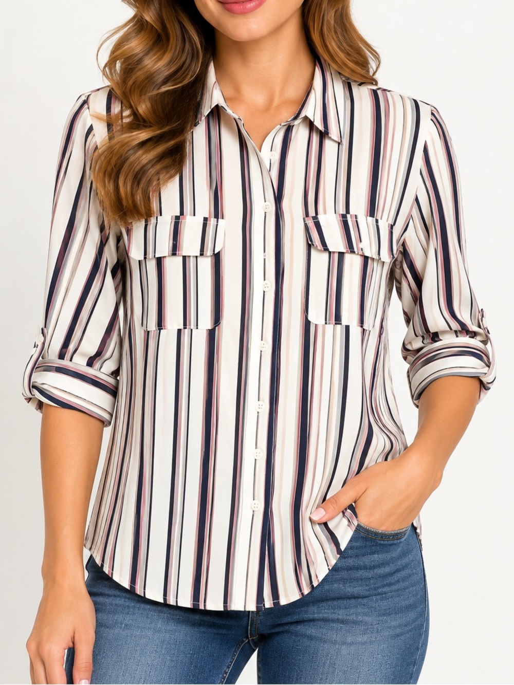 OVI Polyester Striped Blouse
